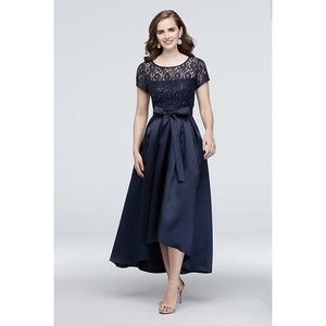 David's Bridal Sequin Navy Dress Size 6